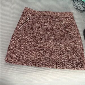 LOFT Maroon Tweed Mini Skirt